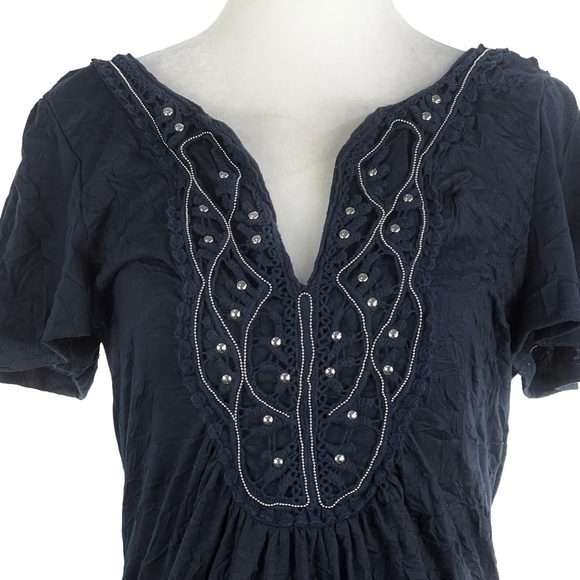 Layered WITH LOVE WOMEN'S SHORT‎ SLEEVE V-NECK RUCHED TUNIC TOP - Picture 2 of 13